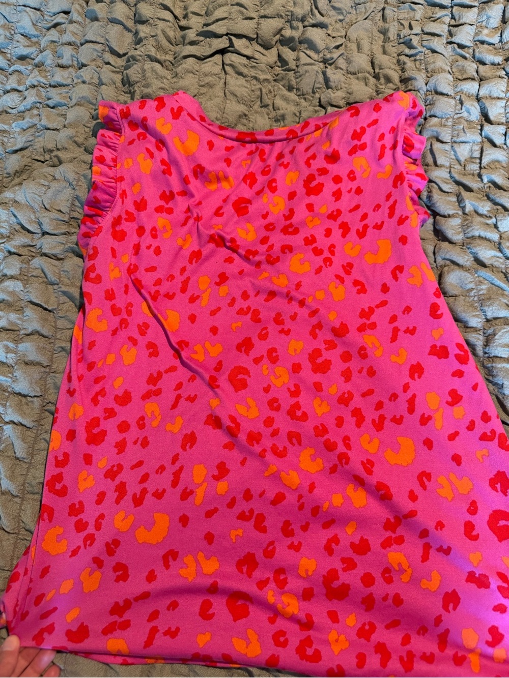 JODIFL Pink Tank Top with Red and Orange Leopard Spots